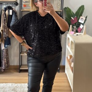 Top Eva Noir sequins Curvy