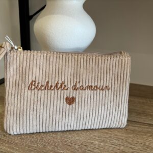 Pochette velours Beige