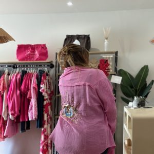 Chemise oeil sequins Rose