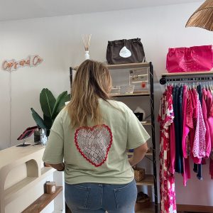 TEE shirt Love Vert pastel