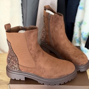 Bottines Louna Moka paillettes
